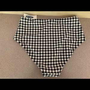 NTW HIGH WAISTED BLACK GINGHAM SWIM SUIT BOTTOMS